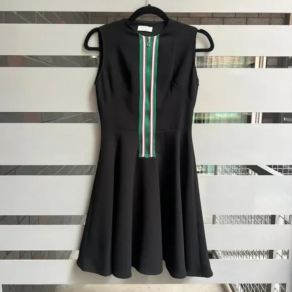 Sandro Paris Ines Black Athleisure Stripe Zip Tennis Dress Size XS - Picture 2 of 7